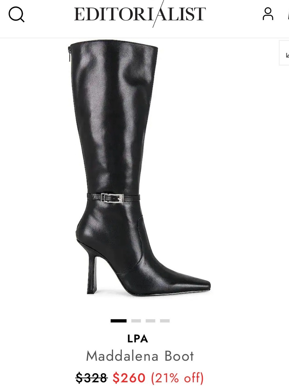 LPA Black Leather Knee-High Stiletto Boot